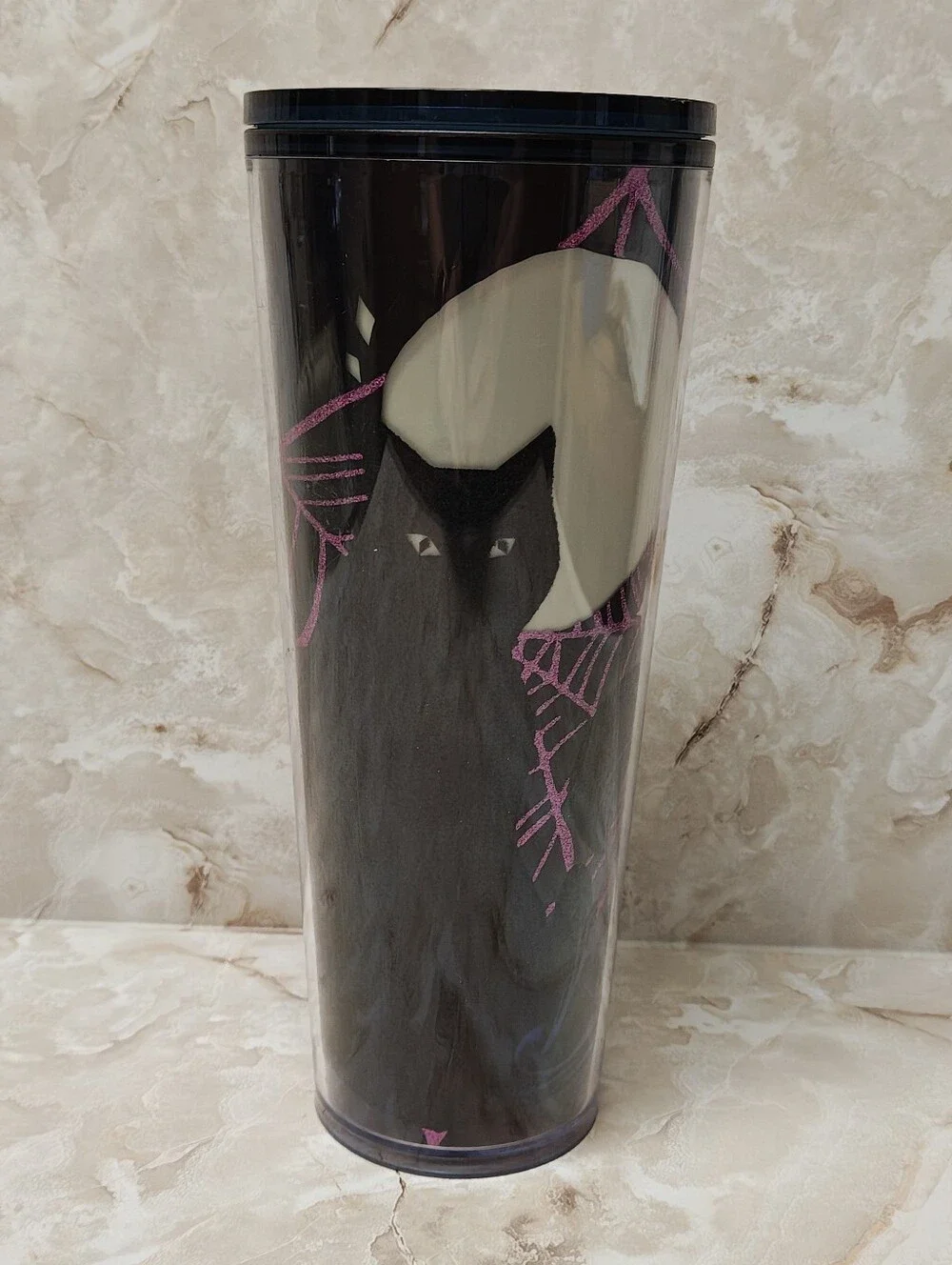 Starbucks 2021 Halloween Glow in the Dark Black Cat tumbler Cold Cup Venti 24oz